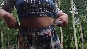 Public black girl amateur masturbates with tampon