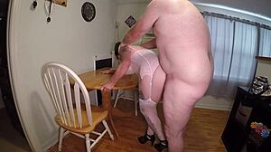 Laura looks stunning in her pink lingerie