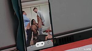 פצצה צרפתייה אניסה קייט בכוכבת בגנגבנג די.פי. פרוע במשרד