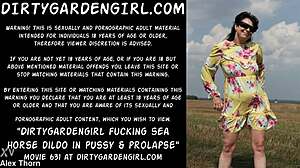 dirtygardengirl slams sea dildo deep in pussy on field with wild prolapse