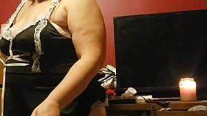 Naked milf steps out of the shower