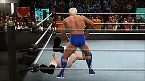 kara takes on ric flair in an intense fetish wrestling match