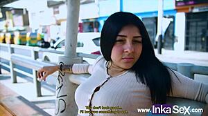 Pequeña peruana de 18 años monta polla negra grande después de fiesta