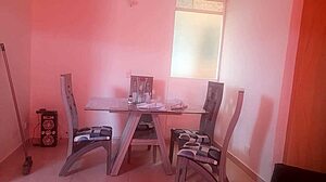 Hey, check out this tattooed woman getting hot while doing chores, voyeur style! 😏