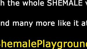 Шикарная трансуха дразнит медленной дрочкой хуя