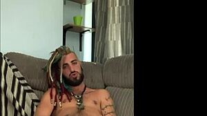 Emo guy strokes his cock