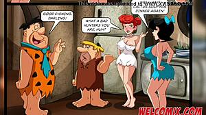 Vrouwen ruilen aan eettafel met Flintstones, titel 01 brengt wilde groepsactie