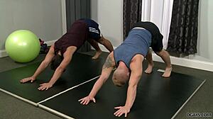 Gay yoga class where guys get into some cock fun.