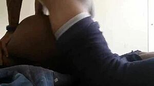 Horny ebony woman fucks passionately on the floor with intense details