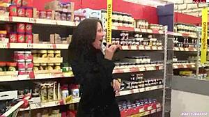 Supermarket naughty wife gets anal satisfaction from her natal buttplug