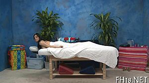 on the massage table, things get steamy with some hot sex.