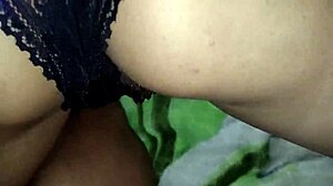 Lace lingerie looks very sexy on bent over ass