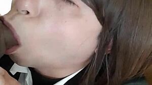 yurika gives blowjob in crossdressing outfit