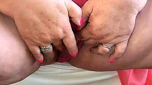 Wow! Chlupatá busty 60letá BBW babička stříká silně v kalhotkách!