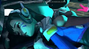 Hey, check this out, D Va takes on double penetration with that hot ass!