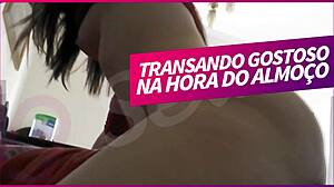 Crossdressing couple fucks deliciously during lunch break.