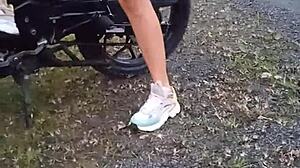 Young Latina Shows Big Tits and Pussy in Public Outdoor