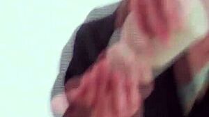 blonde mommy massages him while getting horny, leading to blowjob and facial on her big tits