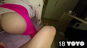 義父が私のタイトなマンコを限界までいじる