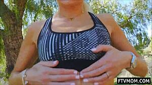 hey outdoor milf looks hot