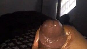Massive black cock stroked to explosive cumshot