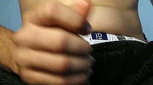 Teen 18+ performs handjob on monster cock solo