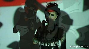 Christy Mack dressed as pirate for Halloween