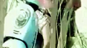 Hidden camera view of young couple interacting