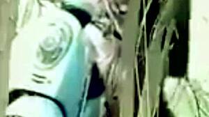 Hidden camera view of young couple interacting