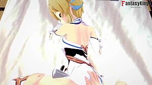 旅行者Lumine在原神场景被猛干