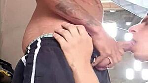 raw interracial blowjob with neighbor's massive twenty-three centimeter cock in bareback action