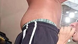 raw interracial blowjob with neighbor's massive twenty-three centimeter cock in bareback action