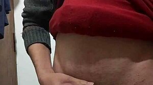 skinny dude jerking off solo with clothes on