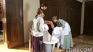 Two fine lesbians share passionate love.