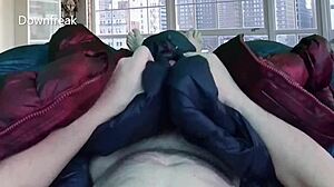 Intense POV jacket rub leads to powerful cum