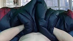 Intense POV jacket rub leads to powerful cum