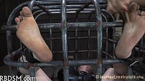 She asks, 'Do you want more whipping?' in sadomasochism scene.