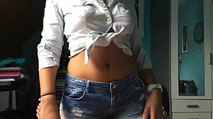 Beeauty performs a stunning striptease, slowly undressing in a captivating amateur show