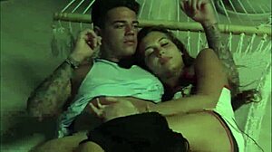 Cute sexy girl gives boyfriend a handjob