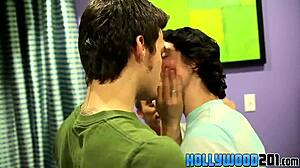 Hot twinks with big dicks bang hard in threesome