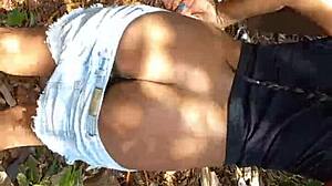 Amateur Brunette In The Forest Reveals Her Fresh, Round Ass