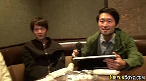 japanese twinks jerking off together in steamy shower scene