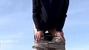 Intense blowjob and doggystyle cumshot on the road. Bent over for more.