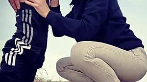 Intense blowjob and doggystyle cumshot on the road. Bent over for more.