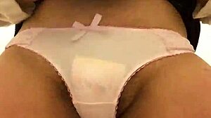 Shemale Inserts Tampon in Toilet.