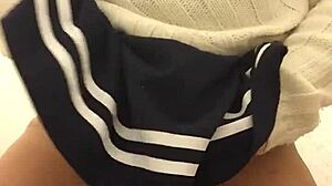 Shemale Inserts Tampon in Toilet.