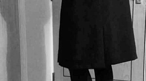 Crossdresser Self Bondage In Uniform With Handcuffs