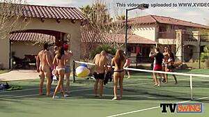 Horny Southern Couple in Backyard Foreplay with Blowjob and Swingers Group Oral