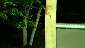 wife gives late night blowjob on porch