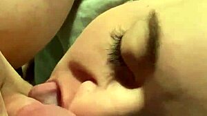 wife gives late night blowjob on porch